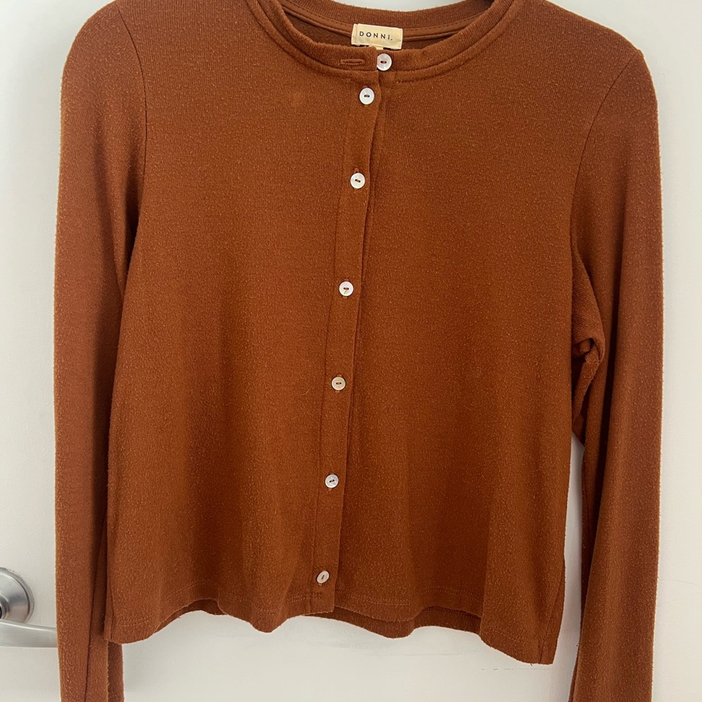 DONNI. Women's Brown Button-Up Top